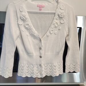 Lilly Pulitzer White Floral Cardigan